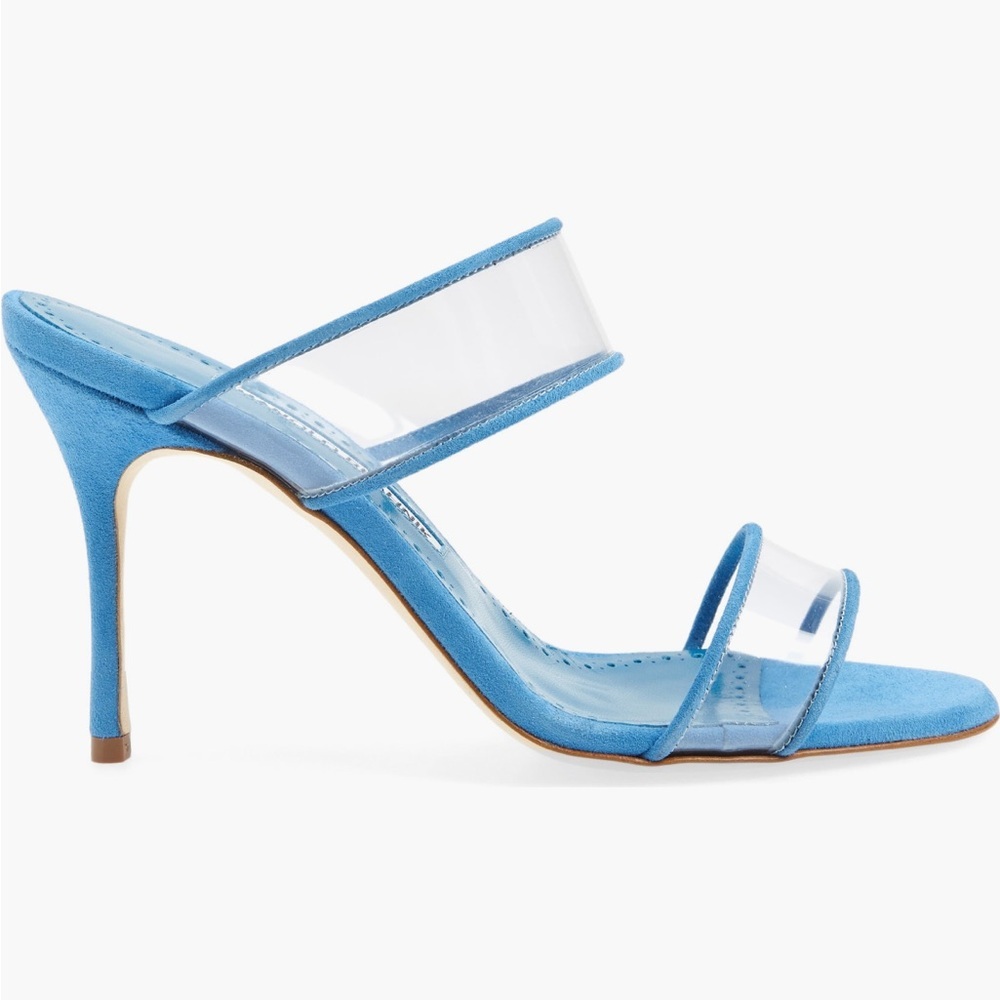 Manolo Blahnik Invymu 90 Vinyl & Suede Sandal, NEW - Picture 5 of 14